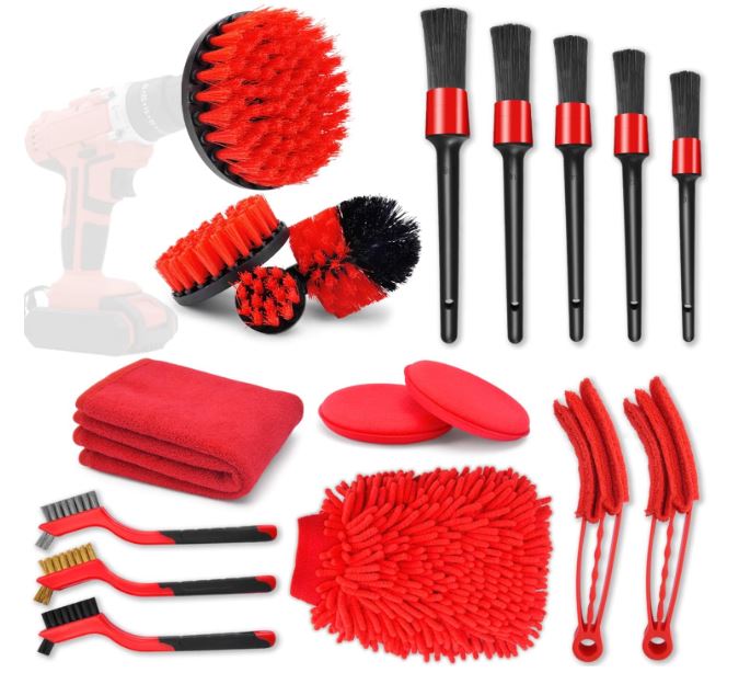 18Pcs Car Detailing Brush Set, Car Detailing Kit, Auto Detailing Drill Brush Set, Car Detailing Brushes