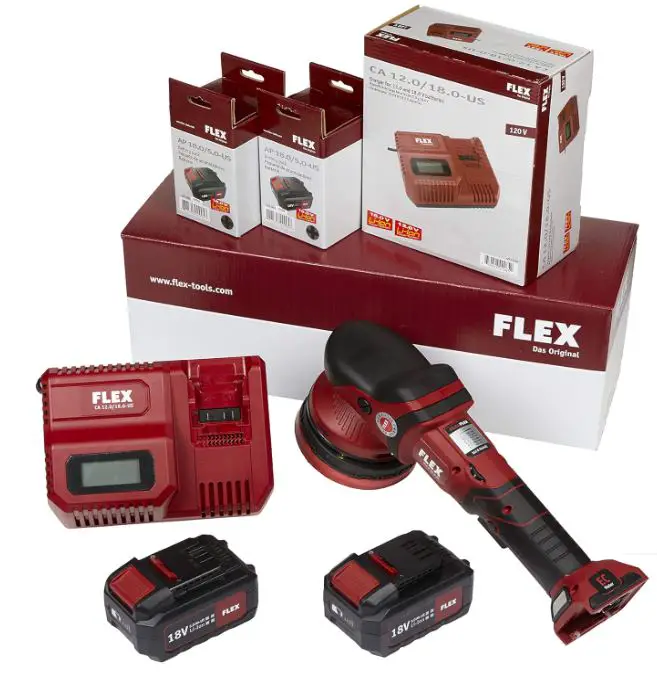 The Clean Garage Flex XCE 8 125 18.0-EC/5.0 | Cordless Forced Rotation Polisher Kit | 2 Batteries