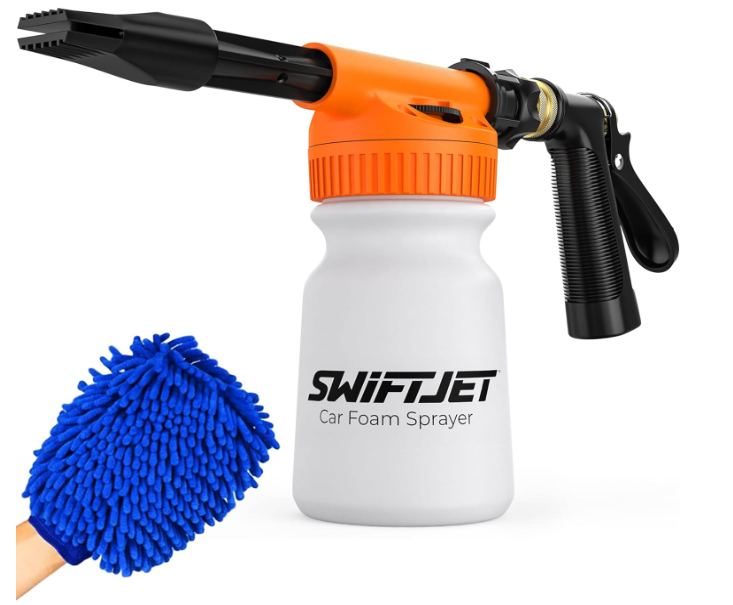 SwiftJet Car Wash Foam Gun + Microfiber Wash Mitt - Car Foam Sprayer